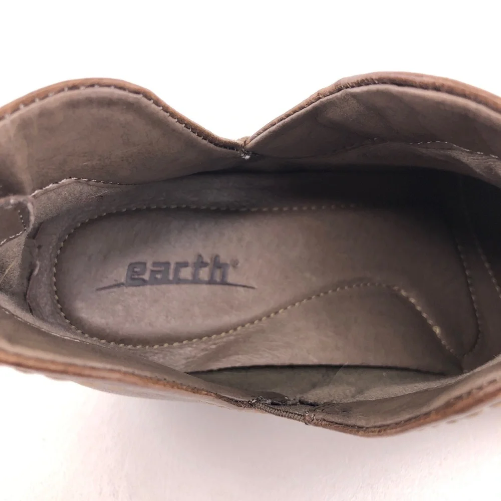 Earth Merlin Taupe Brown Leather Ankle Booties 7 B - Picture 9 of 12